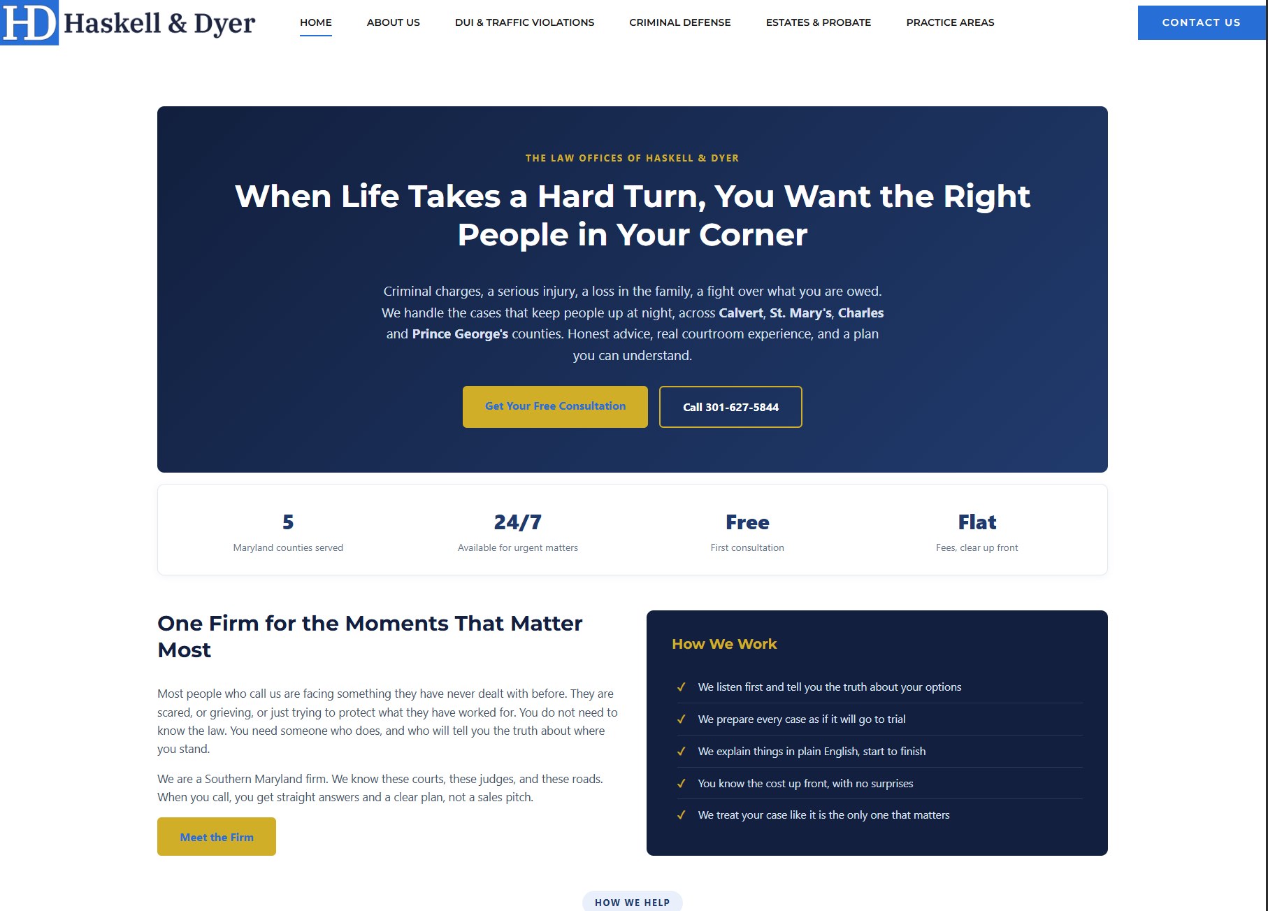 The Law Offices of Haskell and Dyer website built by Veridictas