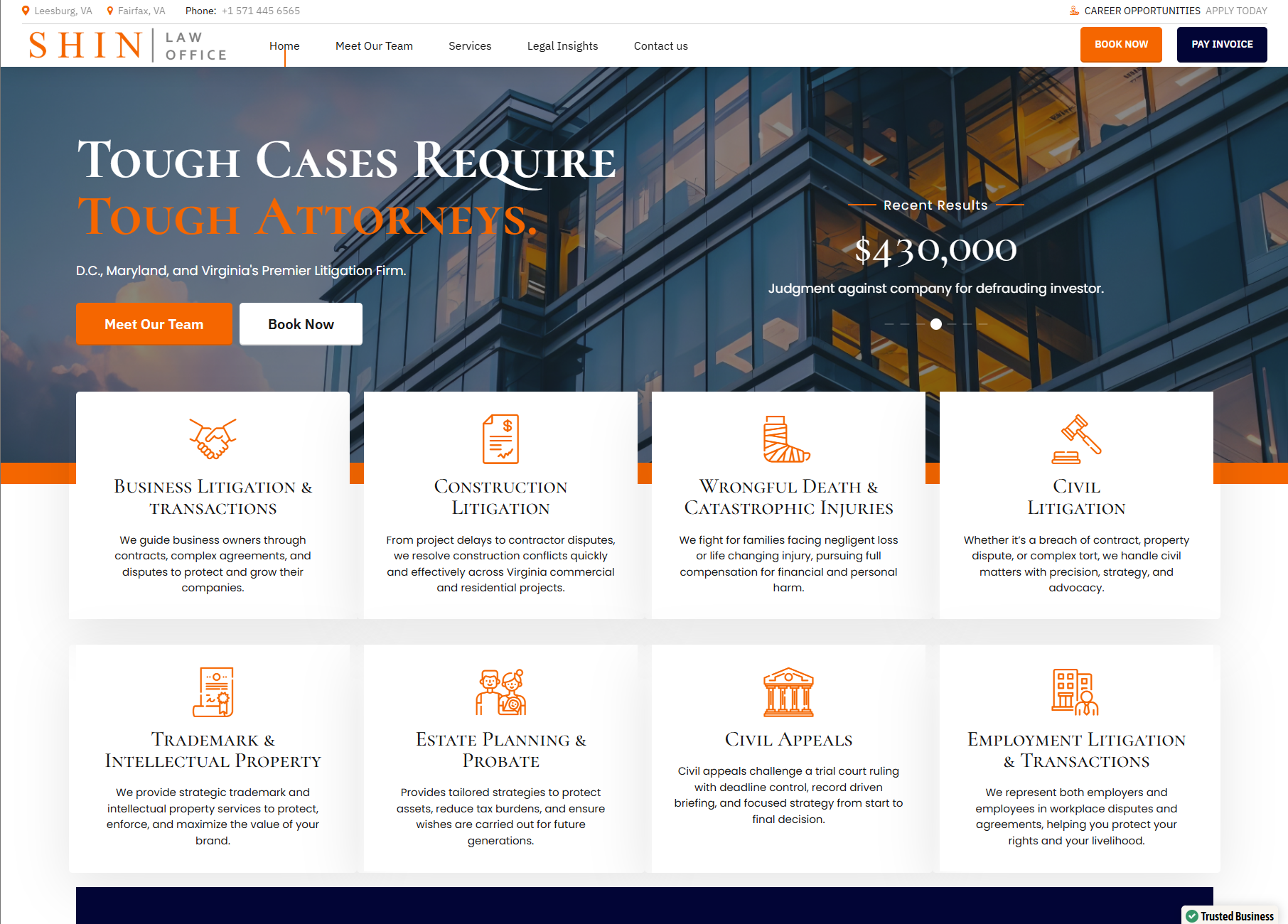 Shin Law Office website built by Veridictas